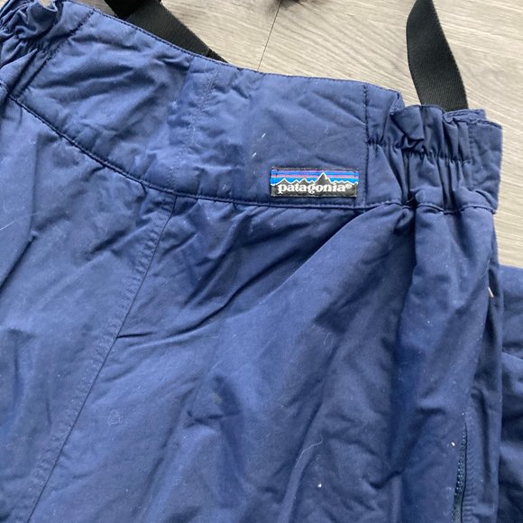 Patagonia Womens Snow Pants Bibs  Ski Pants Straps Blue Pink Lining Size 12 - Picture 5 of 7